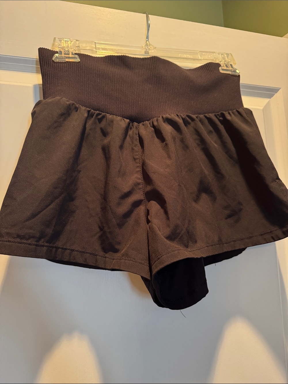 High-Waist Black Athletic Flared Shorts - Picture 1 of 3